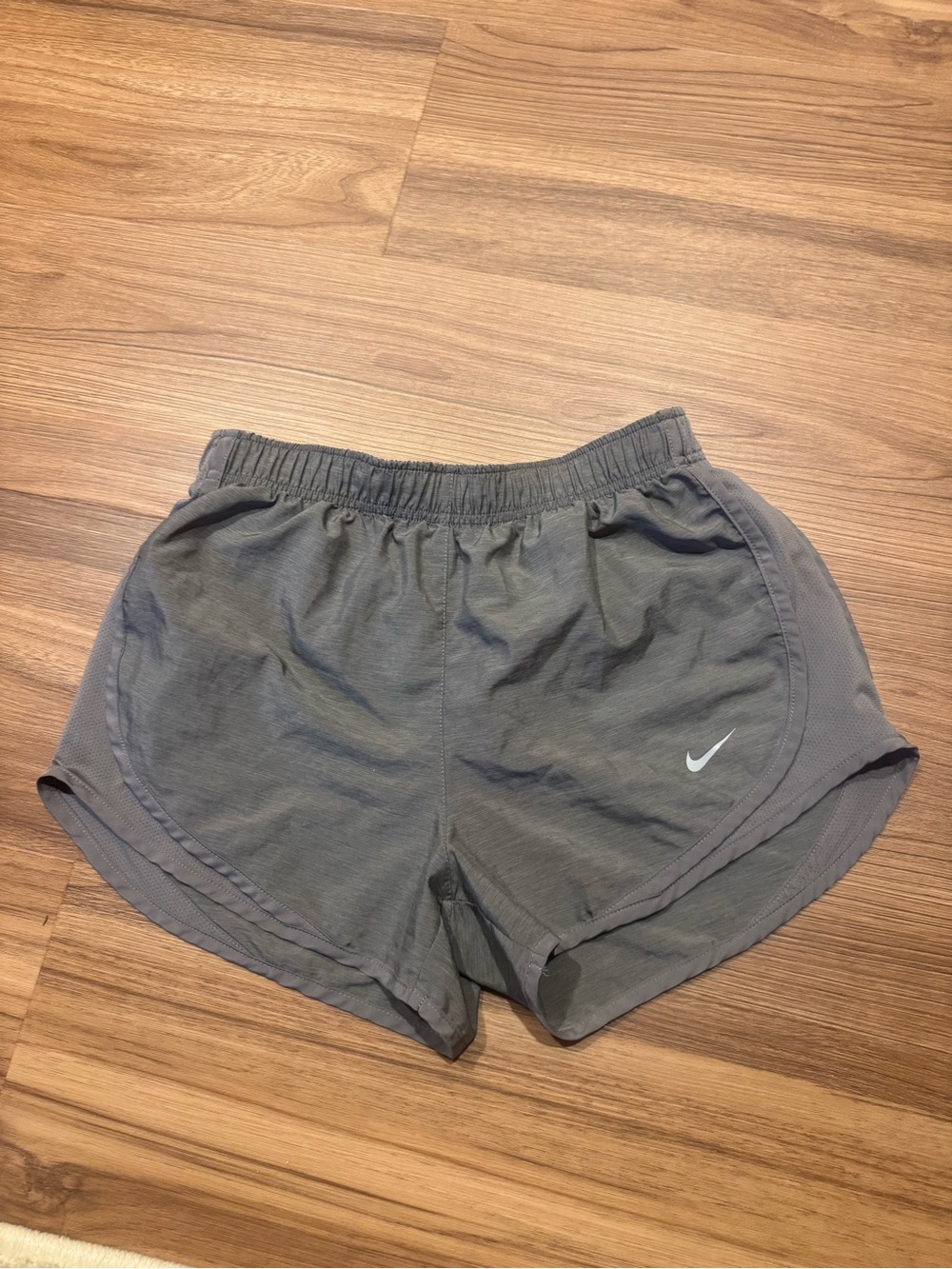 Nike Women's Grey Athletic Running Shorts with Swoosh